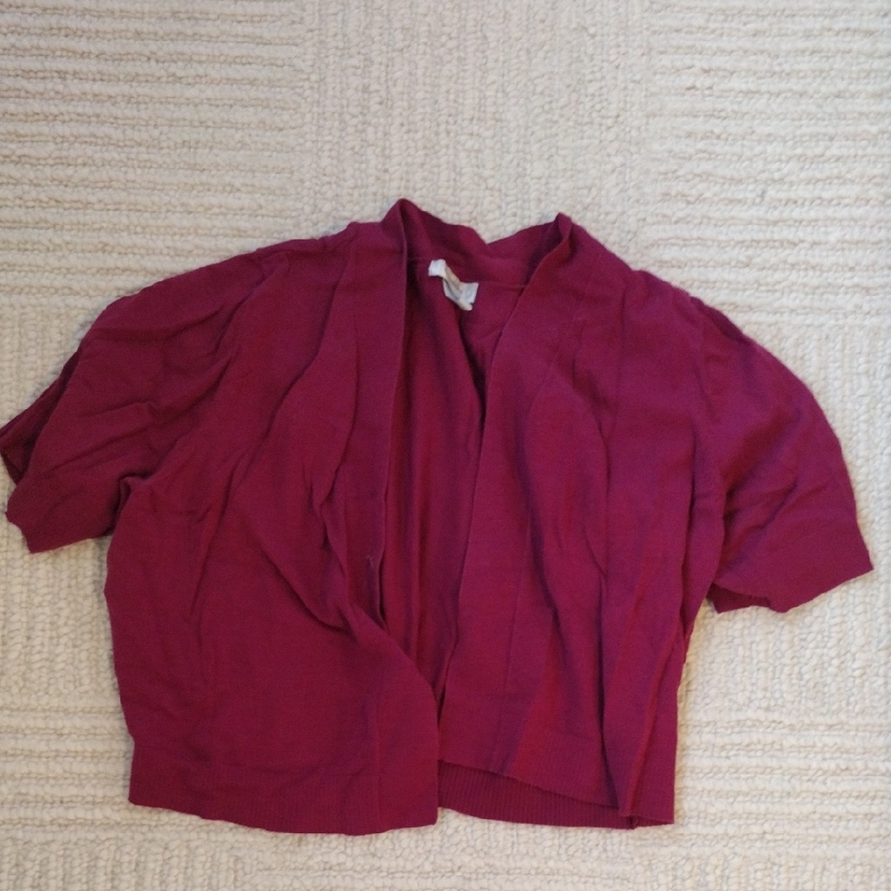 dressbarn Deep Red Open-Front Sweater